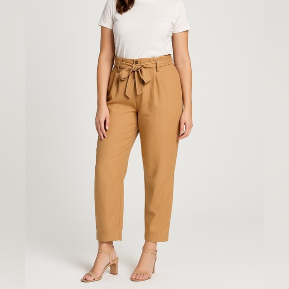 L'Academie The Danette Bronze Button Fly Belted‎ High Rise Trouser Pants - Picture 1 of 10